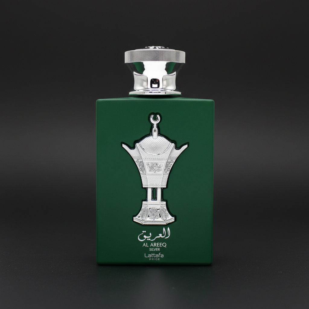 Lattafa Al Areeq Silver fondo negro