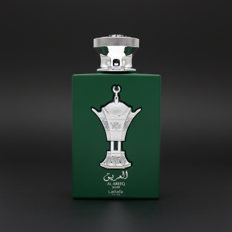 Lattafa Al Areeq Silver fondo negro